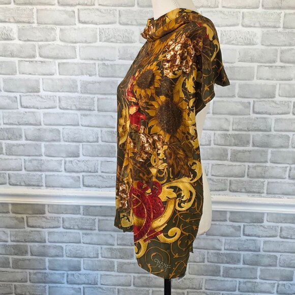 Vintage Chanel Paris Silk Scarf Classic Quiet Luxury Old Money Sunflowers - Picture 2 of 16